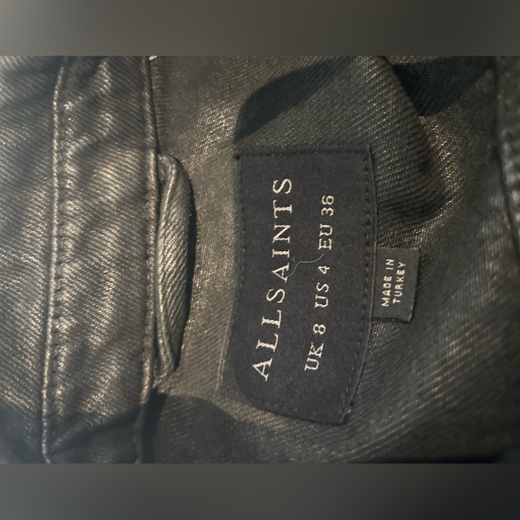 New with tags coated All Saints black jacket. Size 4 USA. So cool. - Picture 11 of 12